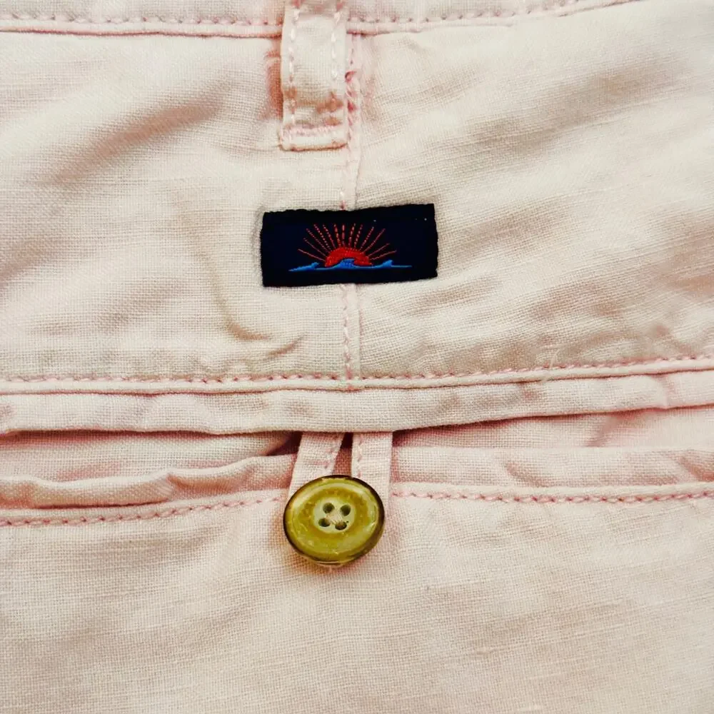 Faherty Malibu Linen Cotton Chino Shorts 42 Summer Pink Flat Front